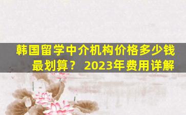 韩国留学中介机构价格多少钱最划算？ 2023年费用详解